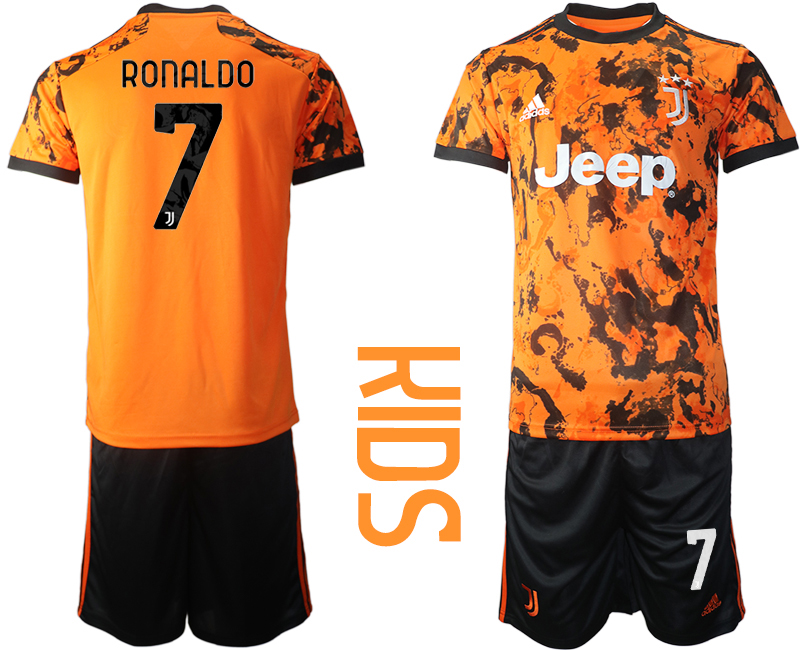 Youth 2020-2021 club Juventus away orange #7 Soccer Jerseys